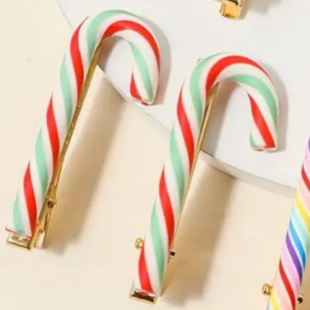 2pcs Candy Cane Christmas Brooches - New